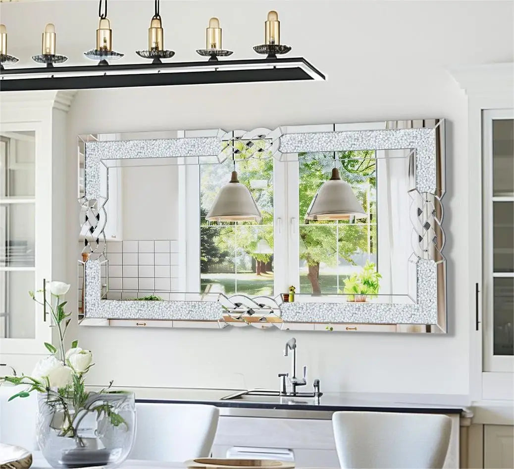 Crystal Diamond Vanity Wall Mirror Decorative Framed Hanging