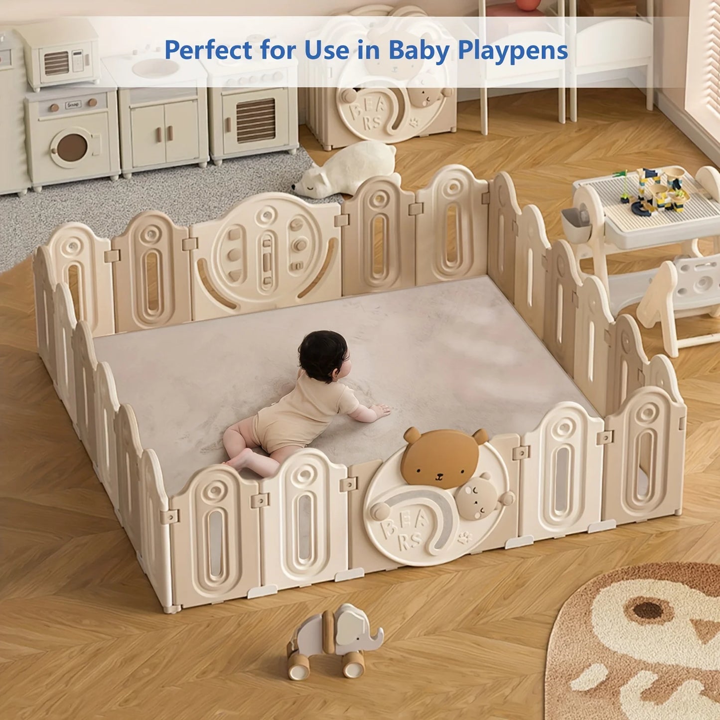PaPaMat Memory Foam Playpen Mat Non-Slip Soft Velvet Kids Rug