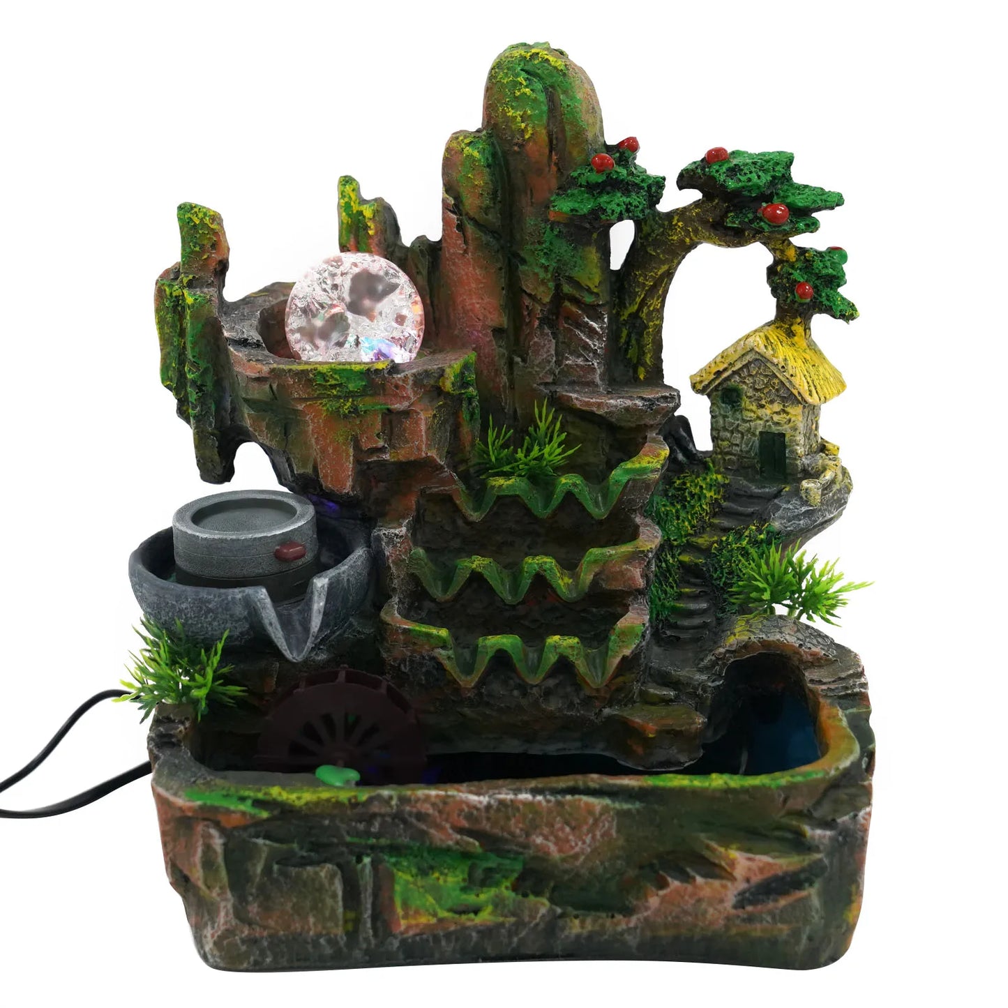 Feng Shui Desktop Water Fountain With Color Changing LED Lights