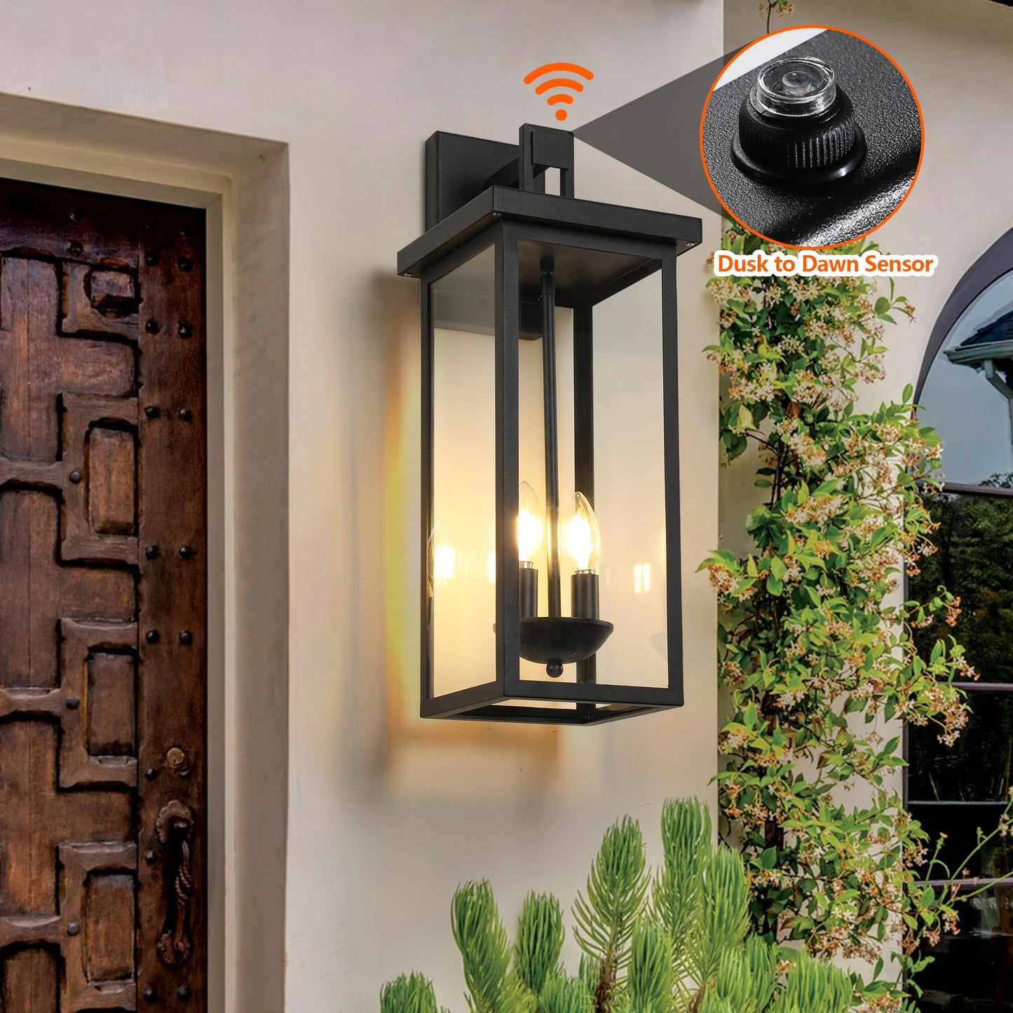 ARLGSITE Outdoor Wall Lantern Dusk To Dawn Sensor Matte Finish