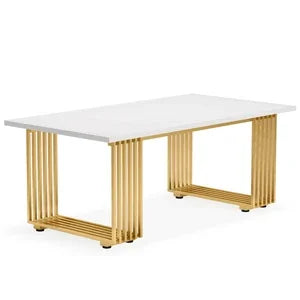 Tribesigns Modern Executive Wooden Office Desk With Gold Metal Legs