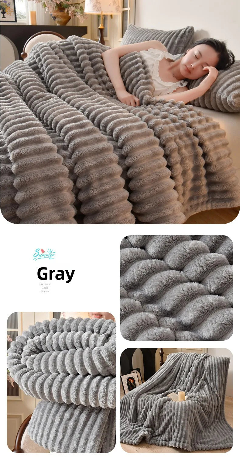 Flannel Blanket Queen Size Spring Autumn Warm Blankets for Bedgradient Color Soft Plush Sofa Throw Blanket