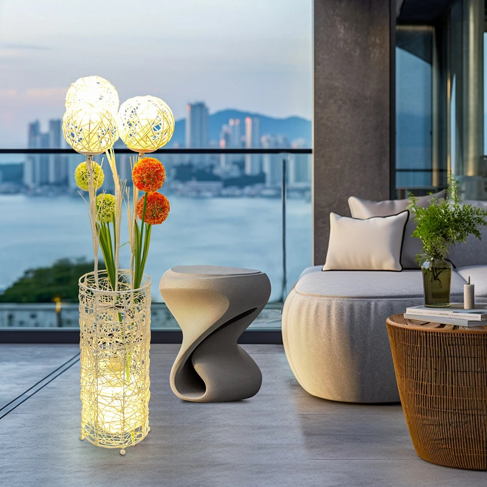 Vrygle Handwoven Modern Floor Lamp for Living Room and Bedroom