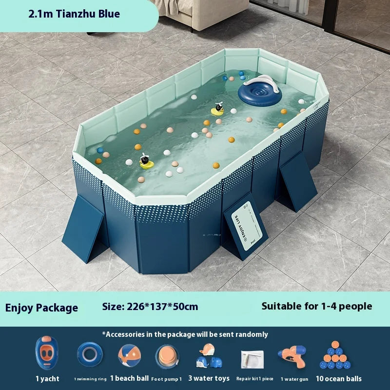 Inflatable-Free Swimming Pool No-Installation Water Play Pool Thickened Wear-Resistant Foldable Bathing Pool Outdoor Large Pool