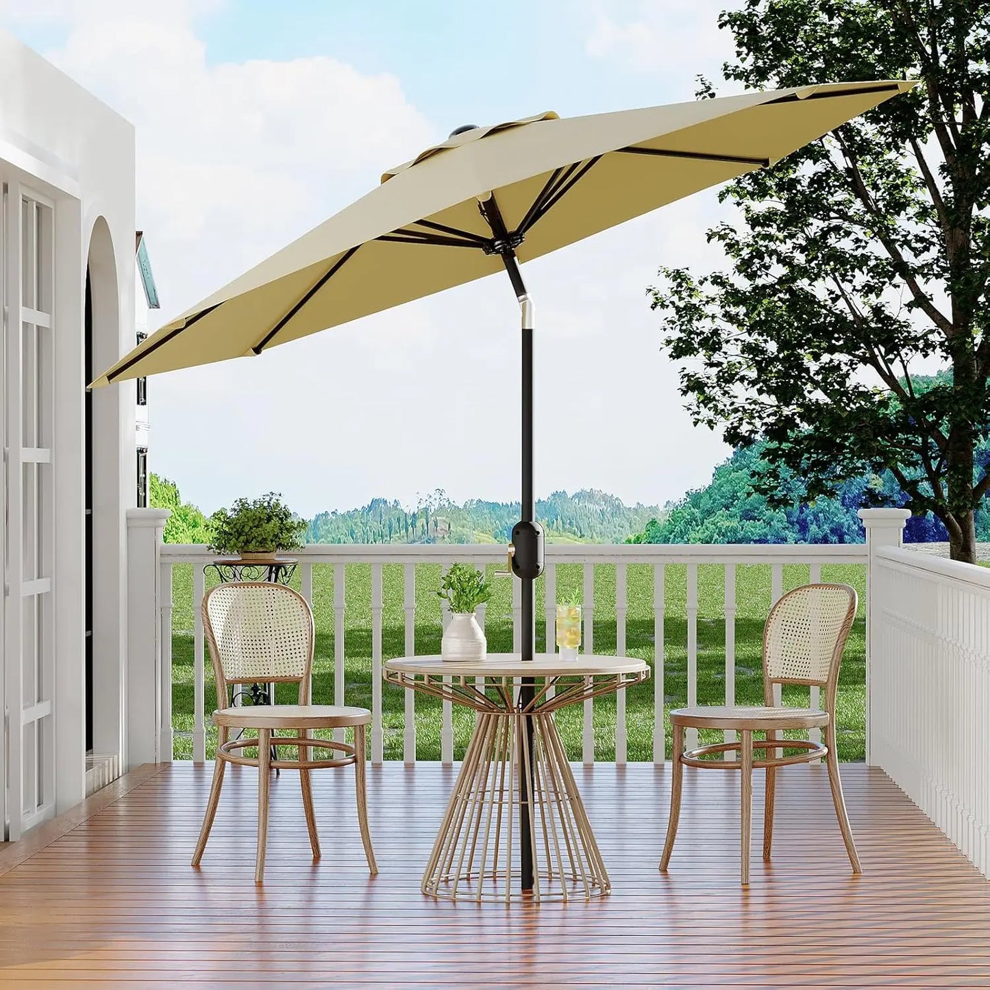 Blissun Outdoor Patio Umbrella With Crank Lift And Tilt