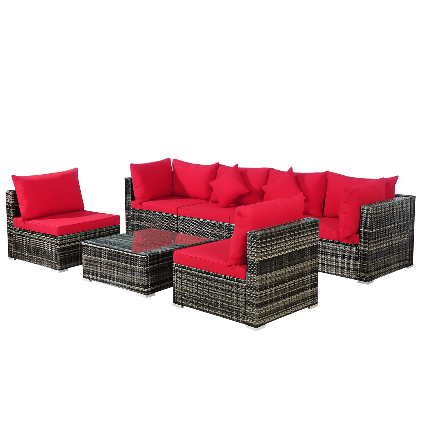 HOMASIS 7 Piece Patio Rattan Furniture Set With Sectional Sofa