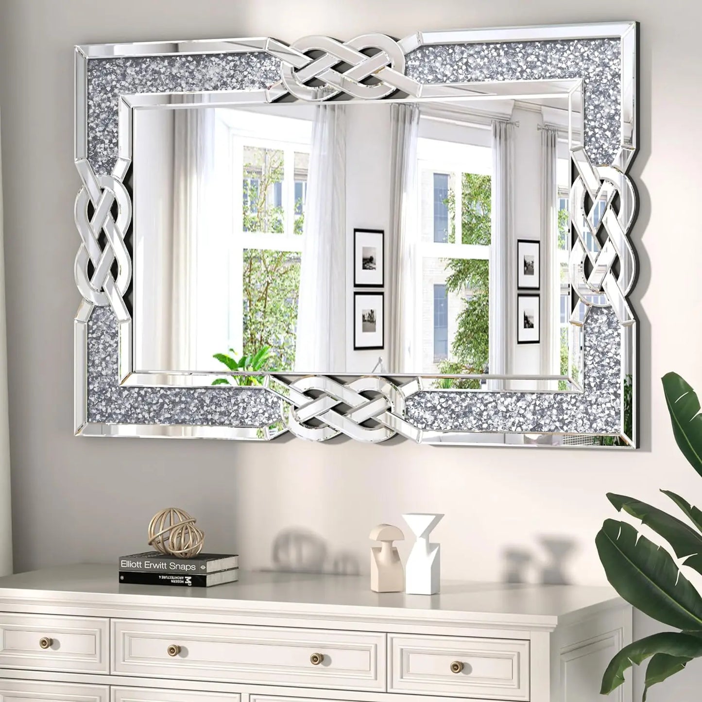 Crystal Diamond Vanity Wall Mirror Decorative Framed Hanging