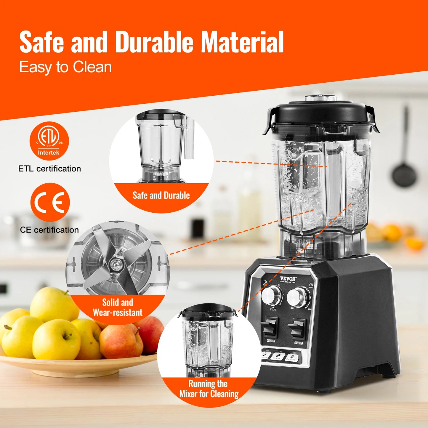 SucceBuy Stainless Steel Countertop Blender Professional For Home Kitchen