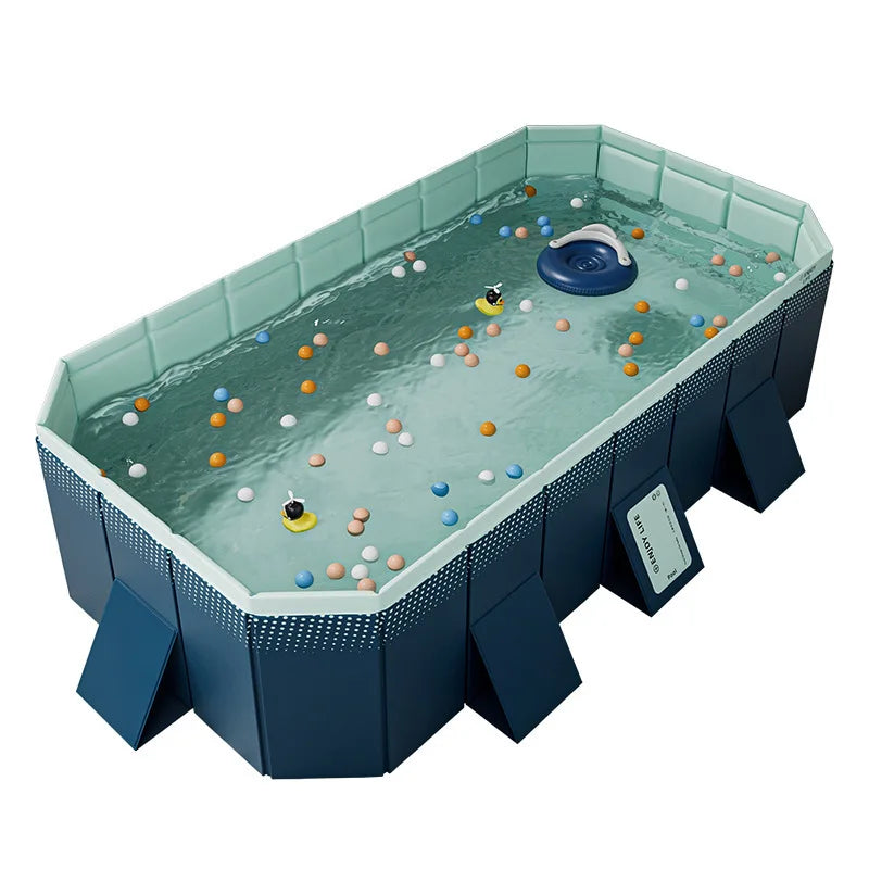 Inflatable-Free Swimming Pool No-Installation Water Play Pool Thickened Wear-Resistant Foldable Bathing Pool Outdoor Large Pool