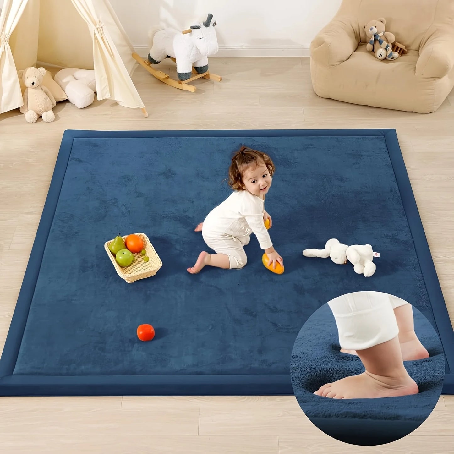 PaPaMat Memory Foam Playpen Mat Non-Slip Soft Velvet Kids Rug