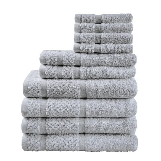 10 Piece Cotton Towel Set Quick Dry Absorbent Upgraded Durability
