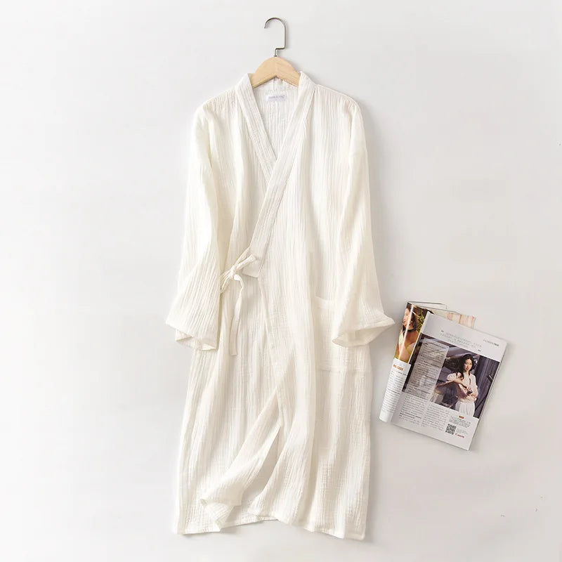 Cloud Cotton Story Japanese Kimono Bathrobe for Couples Sleepwear Crepe