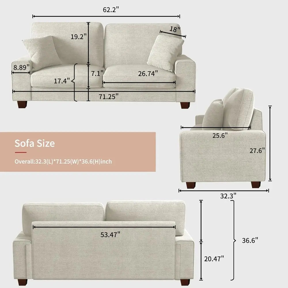 ZHUXIANG Modern Chenille Loveseat Sofa With Removable Cover