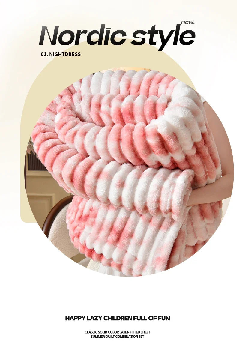 Flannel Blanket Queen Size Spring Autumn Warm Blankets for Bedgradient Color Soft Plush Sofa Throw Blanket
