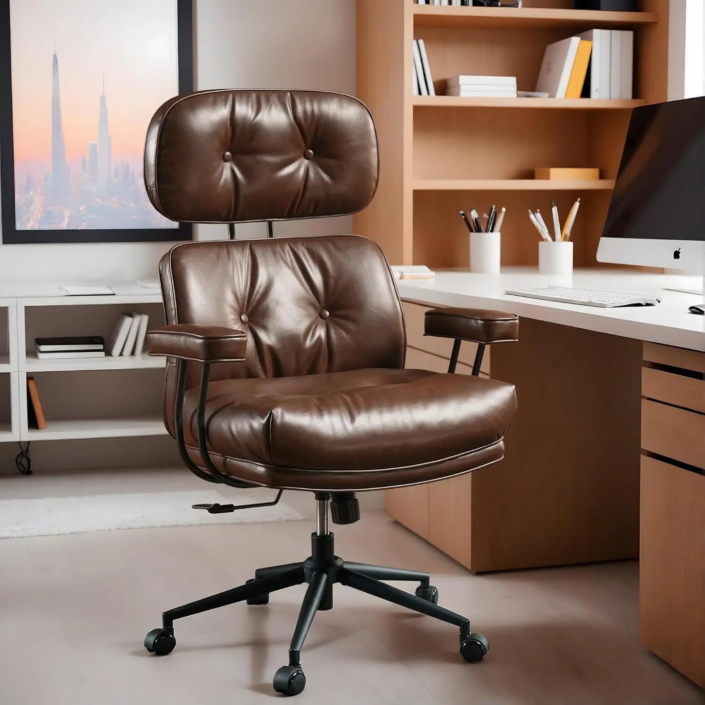 High Back Executive Office Chair with Comfortable Deep Seat,PU Leather Modern Office Chair,Ergonomic Big and, Customized