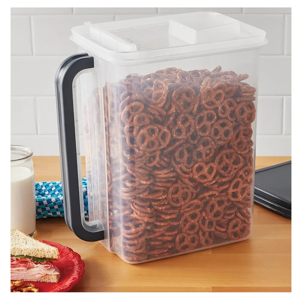 BPA Free Plastic Stackable Kitchen Canister with Handle and Pour Spout