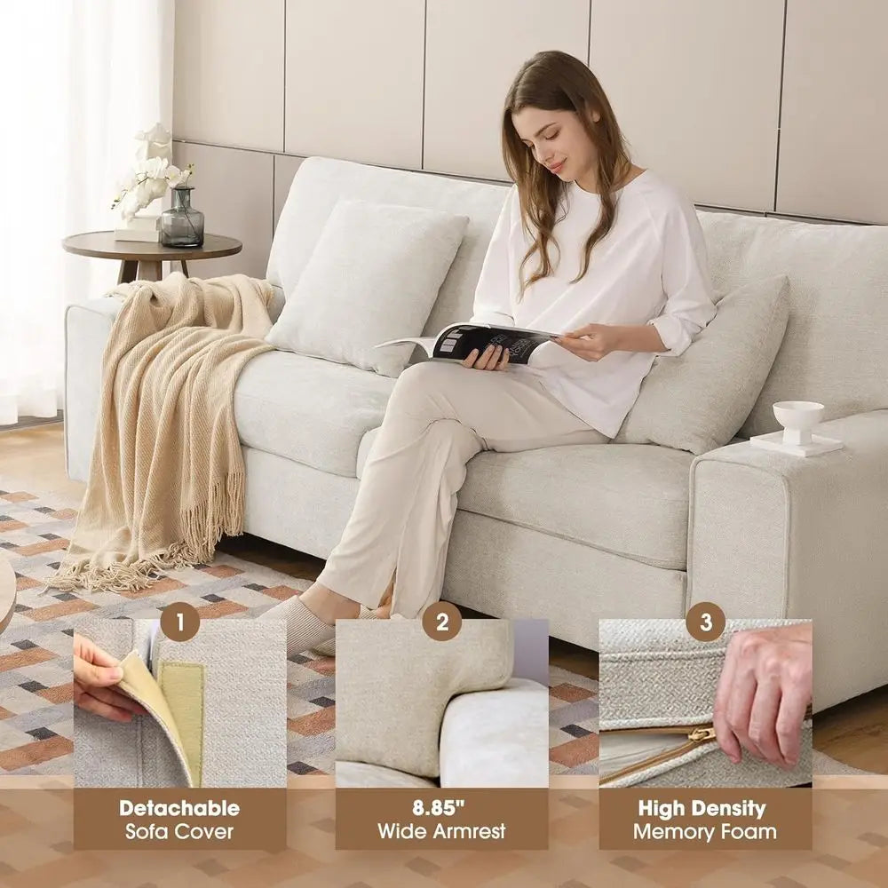 ZHUXIANG Modern Chenille Loveseat Sofa With Removable Cover