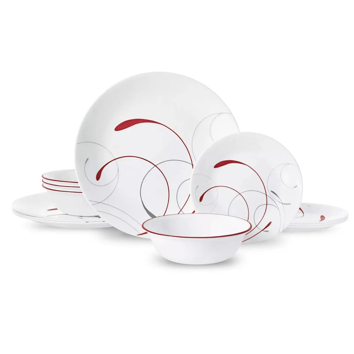 Classic Dinnerware Set 12-Piece Ceramic Plates Bowls Dishwasher Safe
