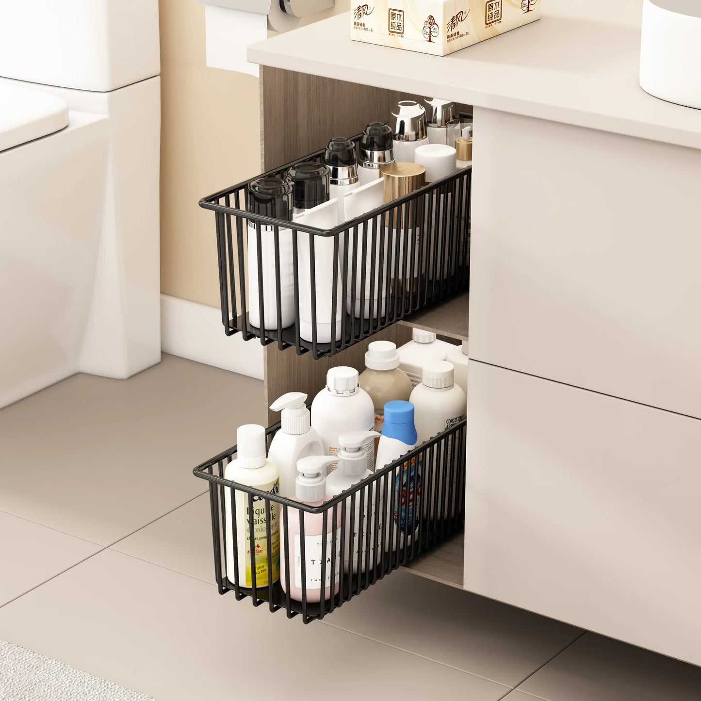 TWISTER Cabinet Pull Out Organizer 2 Pack Slide Out Drawers
