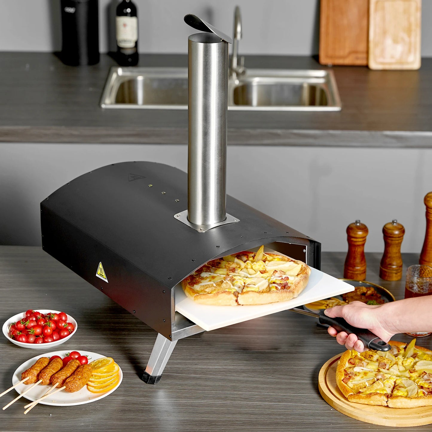 Outdoor Pizza Oven Charcoal Fired Grill Portable Stainless Steel