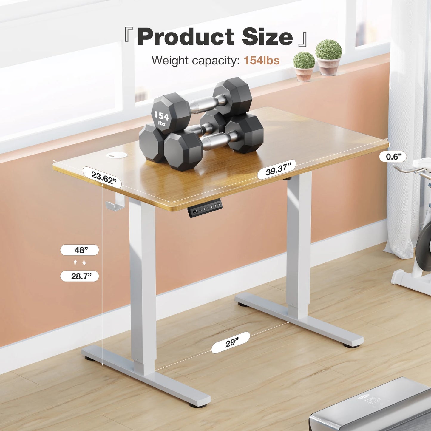 JHK Electric Standing Desk Height Adjustable 40x24 Inch Stand Up Sit Stand Computer Desk Workstation Ergonomic Work Table