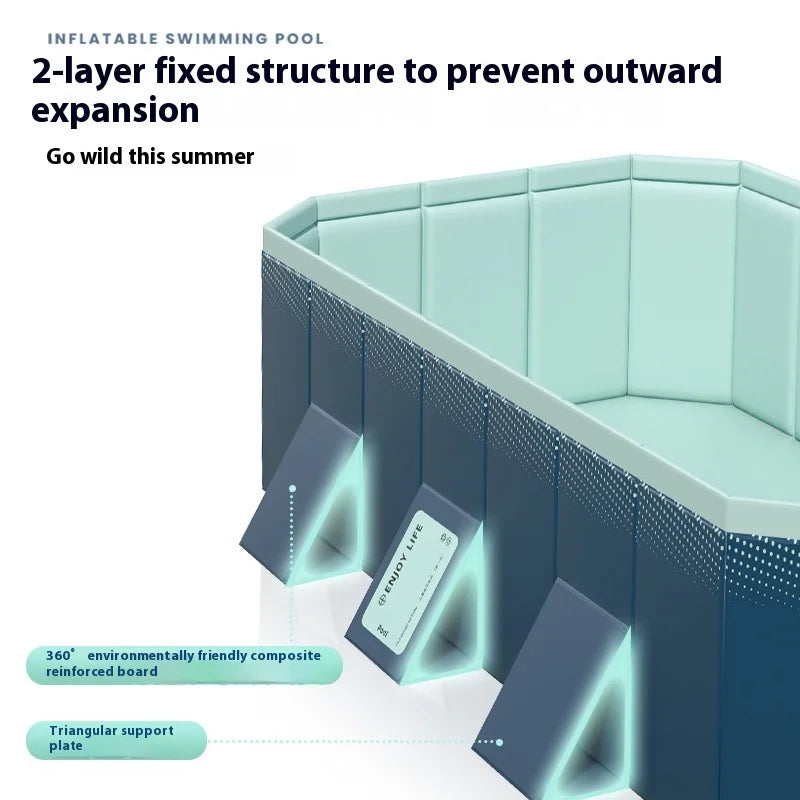 Inflatable-Free Swimming Pool No-Installation Water Play Pool Thickened Wear-Resistant Foldable Bathing Pool Outdoor Large Pool