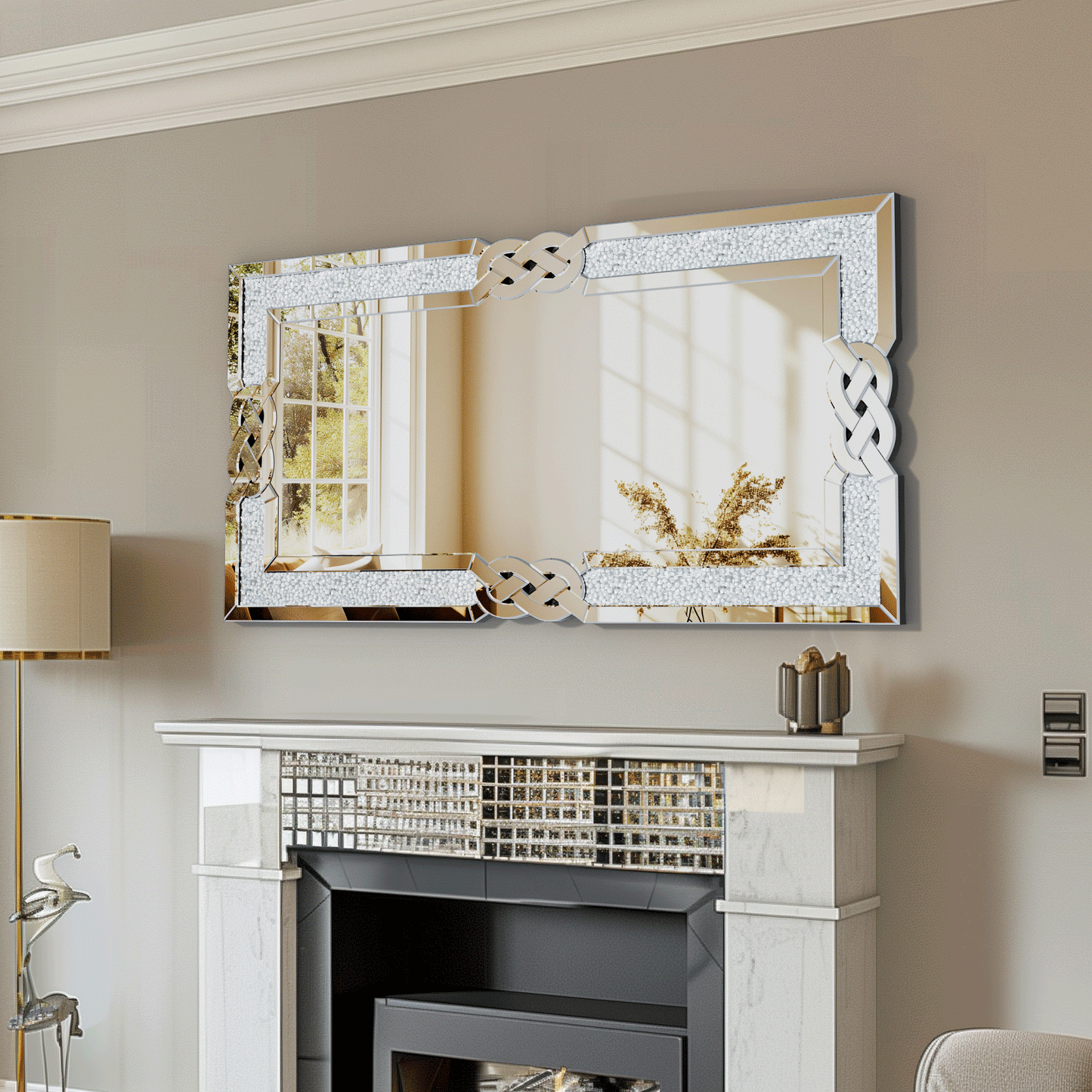 Crystal Crush Diamond Mirror Wall Decor For Bedroom Hallway Living Room