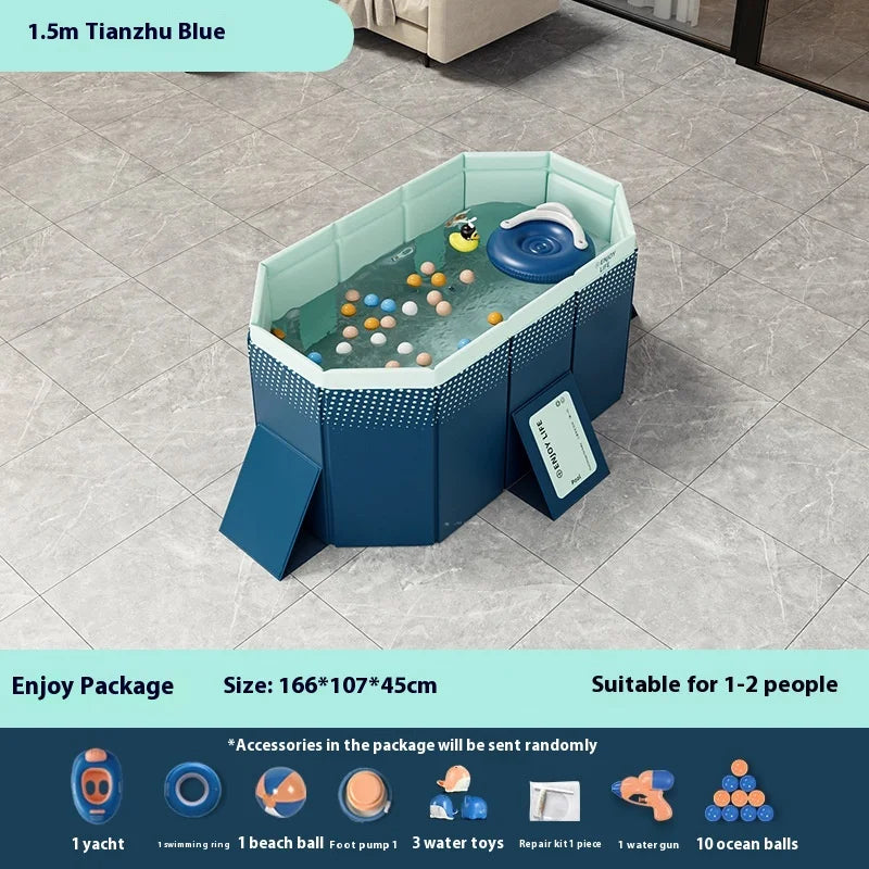Inflatable-Free Swimming Pool No-Installation Water Play Pool Thickened Wear-Resistant Foldable Bathing Pool Outdoor Large Pool