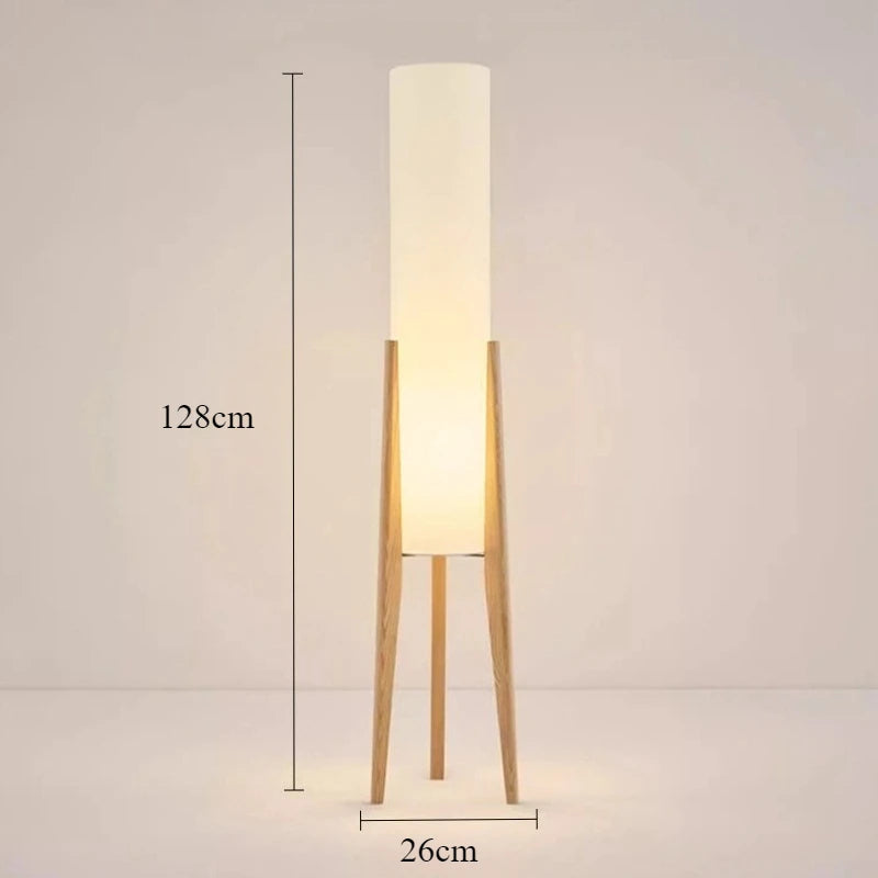 Japanese Retro Wabi-Sabi Solid Wood Floor Lamp for Living Room