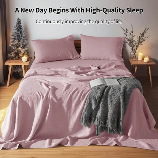 100 Percent Linen Sheet Set All Season Natural Flax Bedding