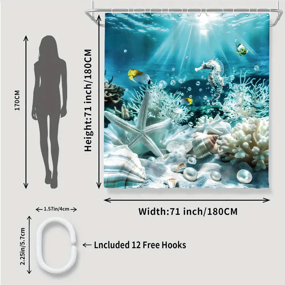 Ocean Craft of Weaving Four Piece Polyester Shower Curtain Set