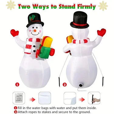 Inflatable Christmas Snowman with Built-in LED Lights for Outdoor Decorations