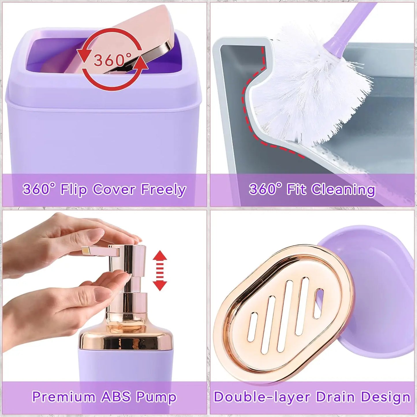 Complete Bathroom Accessory Set With Ombre Shower Curtain And Non Slip Rugs
