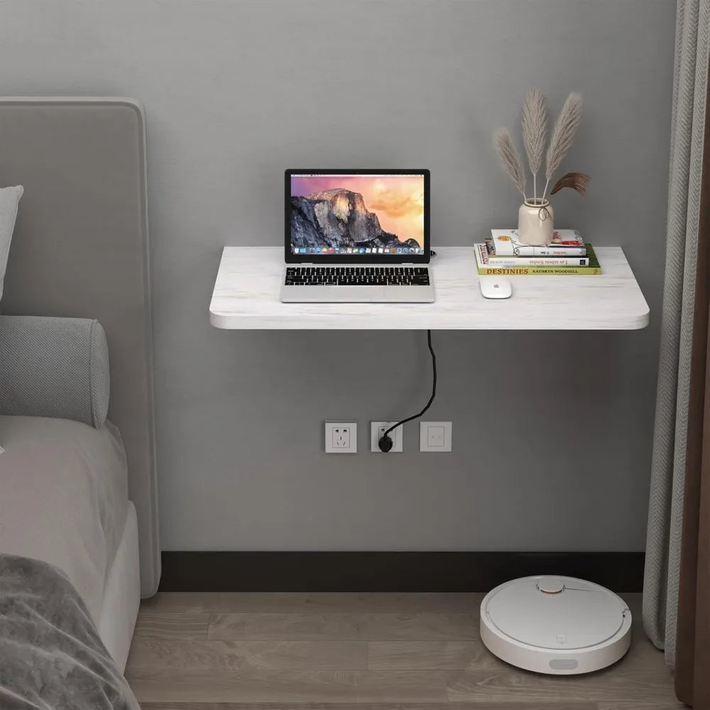31'' Wall Mounted Folding Table, Drop Leaf Desk for Laundry Room, Home Office, Small Space (White)