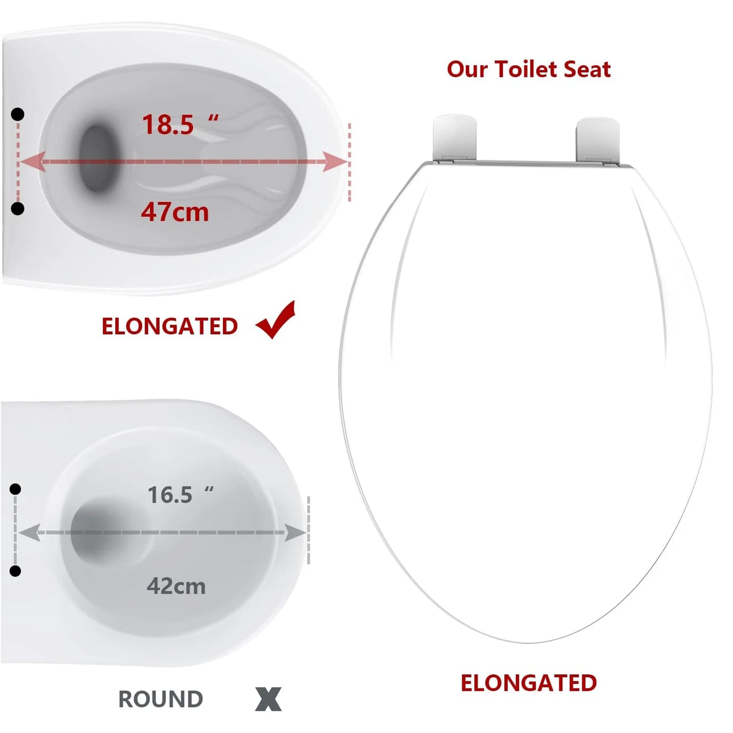 HobbyLane Elongated Toilet Seat With Soft Close And Quick Release