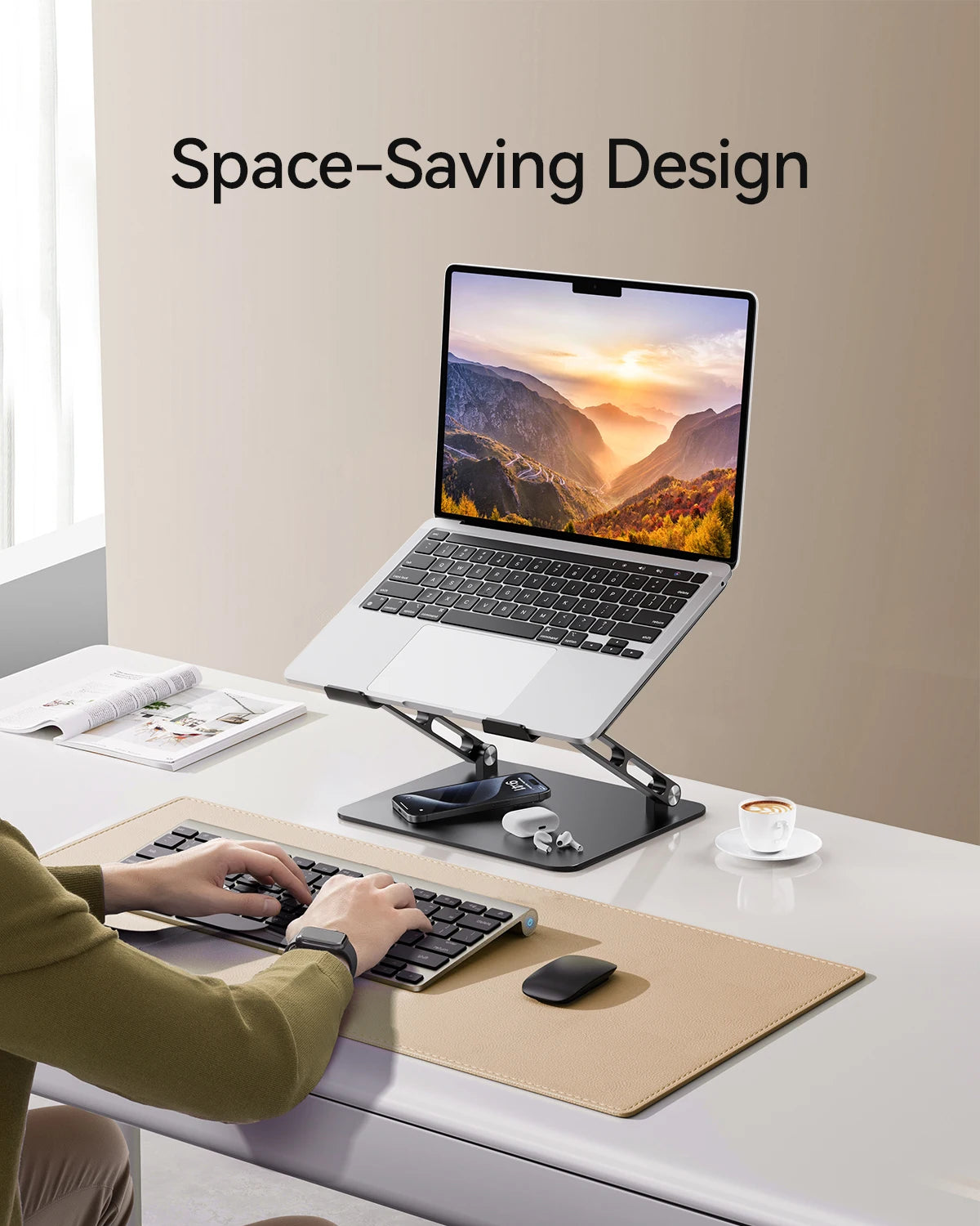 KOOTION Adjustable Aluminum Ergonomic Laptop Stand Desk Riser