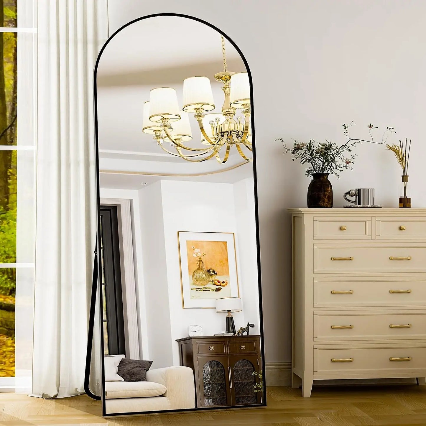 Harrispure Modern Full Length Glass Mirror With Aluminum Alloy Frame