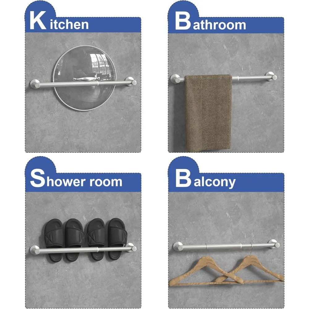 Adjustable Bathroom Towel Bar Wall Mounted Stainless Steel