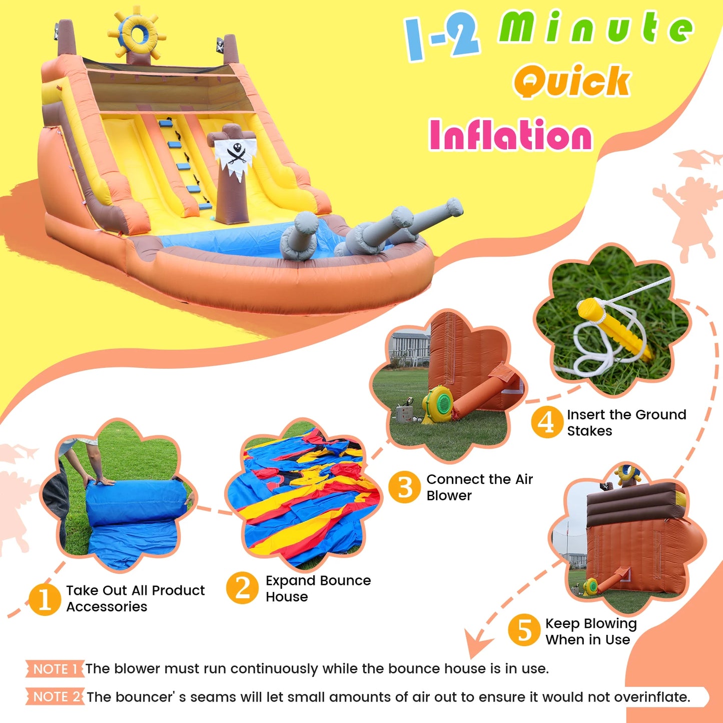 Inflatable pirate boat Outdoor Sildes Air Bounce Water amusement Play Equipment Inflatble Water Double Slide Bubble Ball Pit