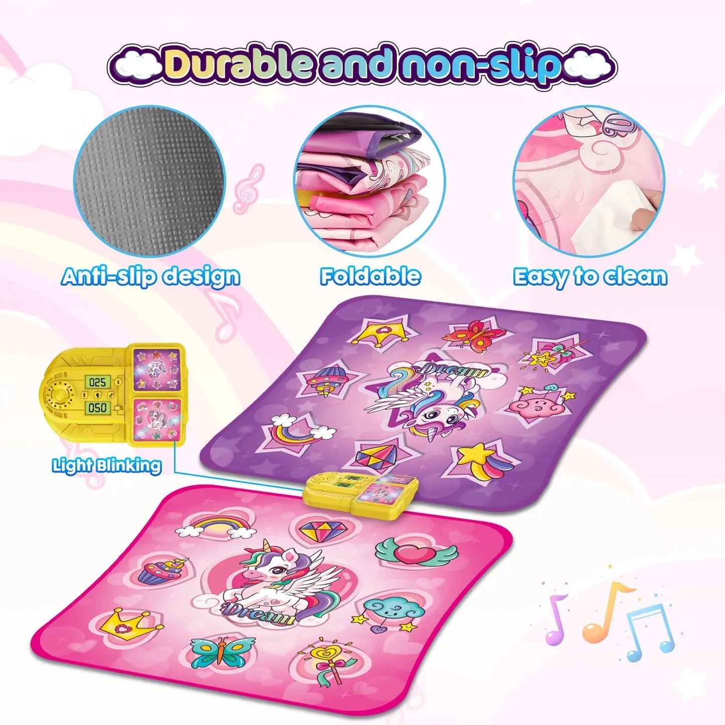 VATOS Unicorn Dance Mat 9 Level Dancing Game For Kids Indoor Outdoor