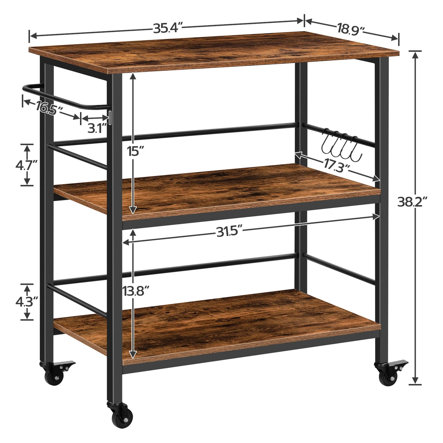 Hoobro Kitchen Island With Storage And Hooks Side Enclosures