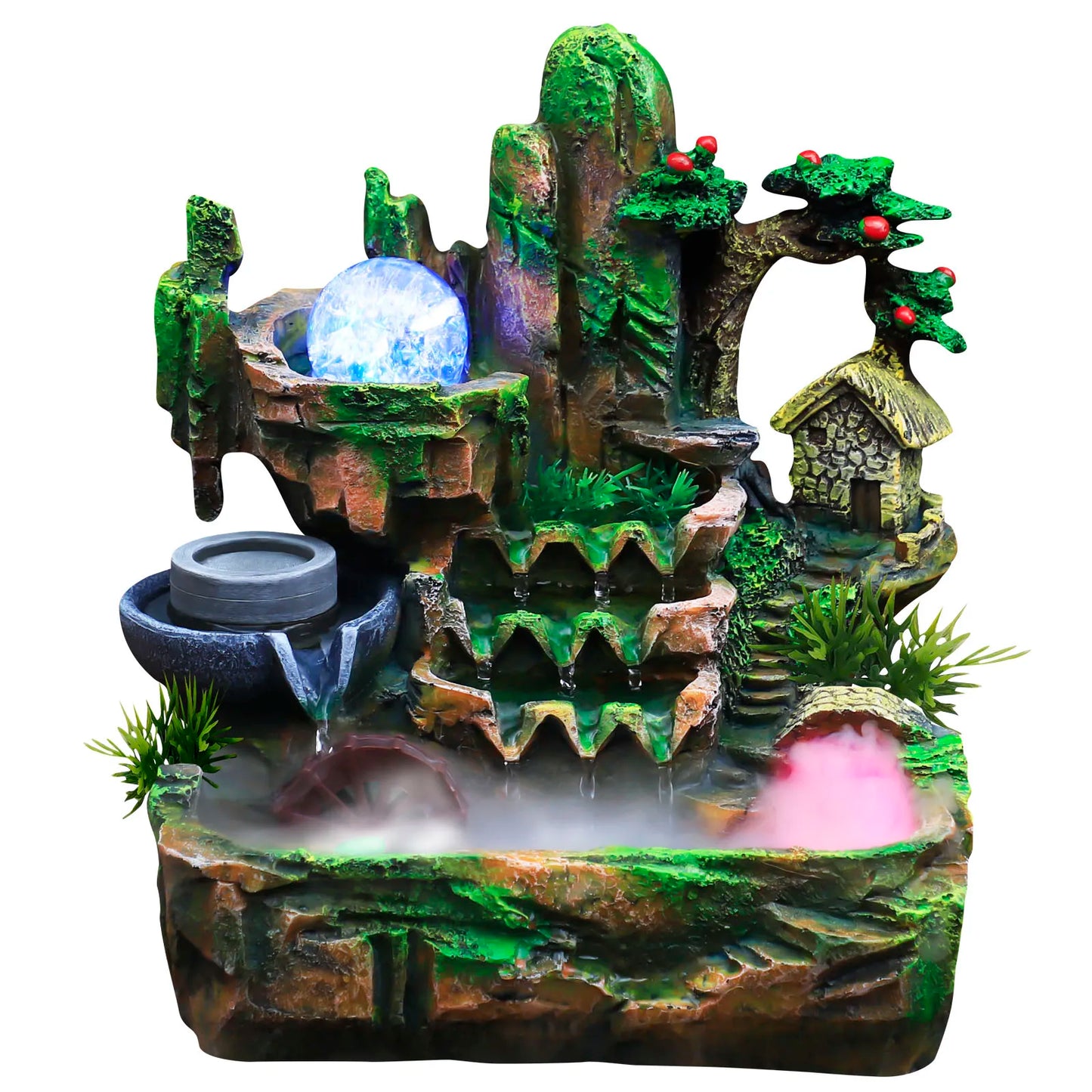 Feng Shui Desktop Water Fountain With Color Changing LED Lights