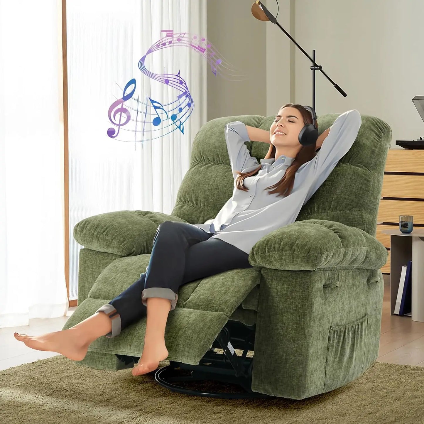 HiMISS Rocker Recliner Chair for Adults Overstuffed Manual Glider Sofa