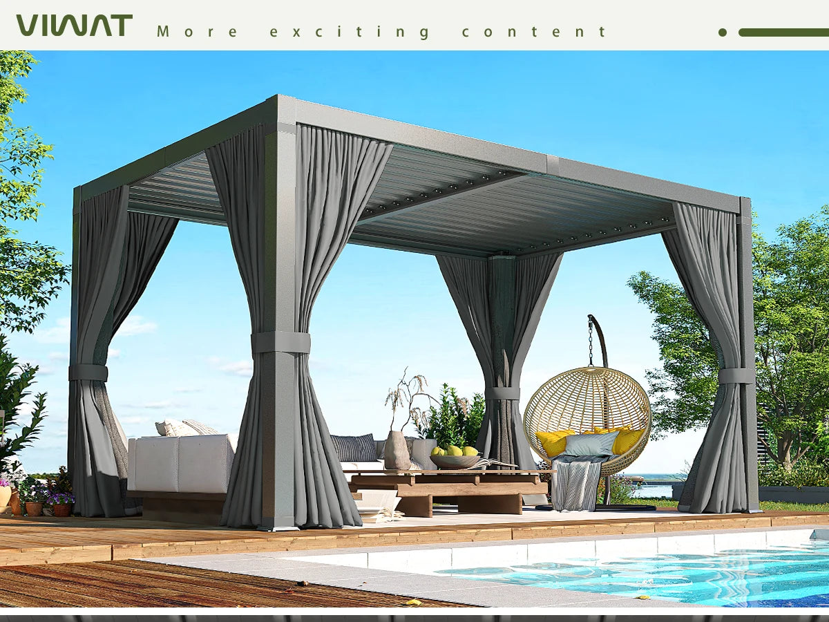 VIWAT 10x12/10x20FT Louvered Pergola Aluminum Frame Waterproof Roof All Weather Rust-Resistant Gazebo for Backyard Patio
