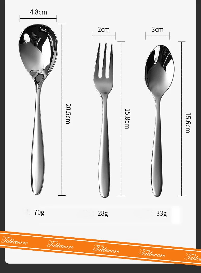 6pcs 304 Stainless Steel Flatware Set, Premium Heavy Duty Food Grade Cutlery Tableware for Home (6-Piece Dinnerware Silverware)