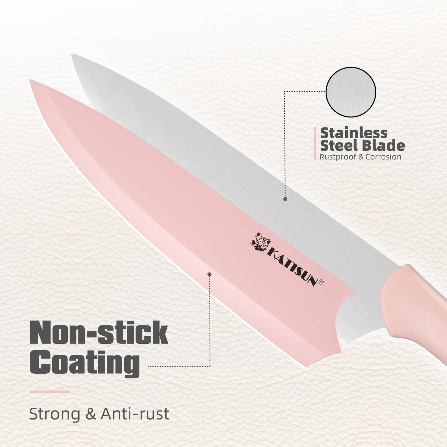 Katisun Knife Set With Blade Covers Carbon Steel Kitchen Tools