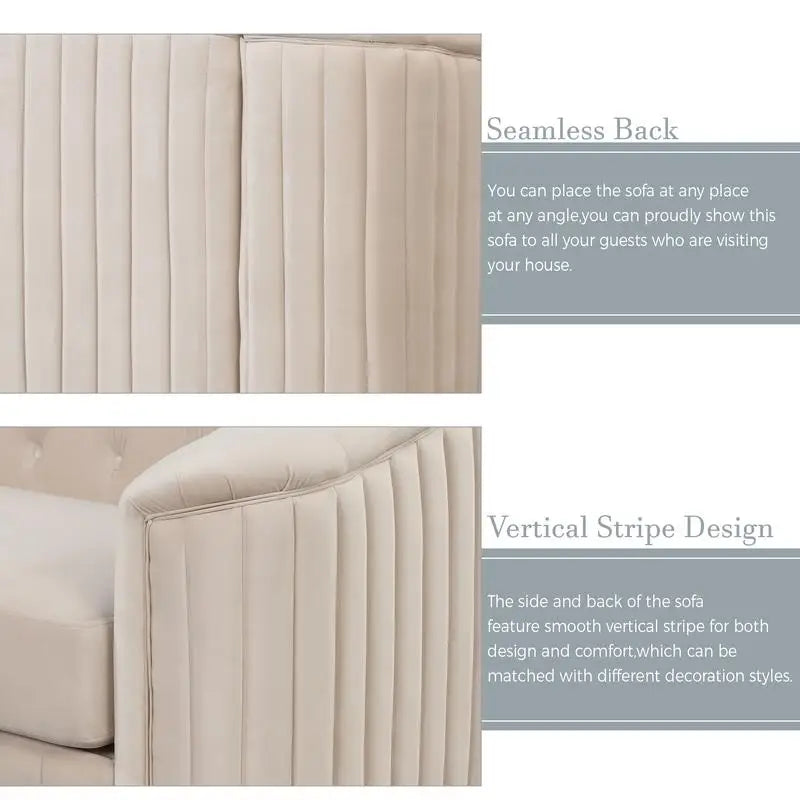 Sichuan Modern Velvet Upholstered 3-Piece Sofa Set With Rubber Wood Legs