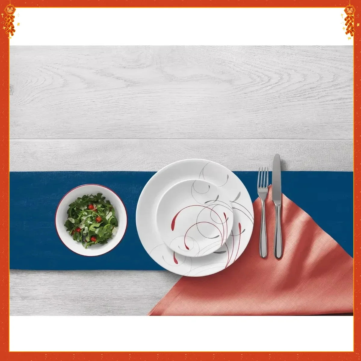 Classic Dinnerware Set 12-Piece Ceramic Plates Bowls Dishwasher Safe