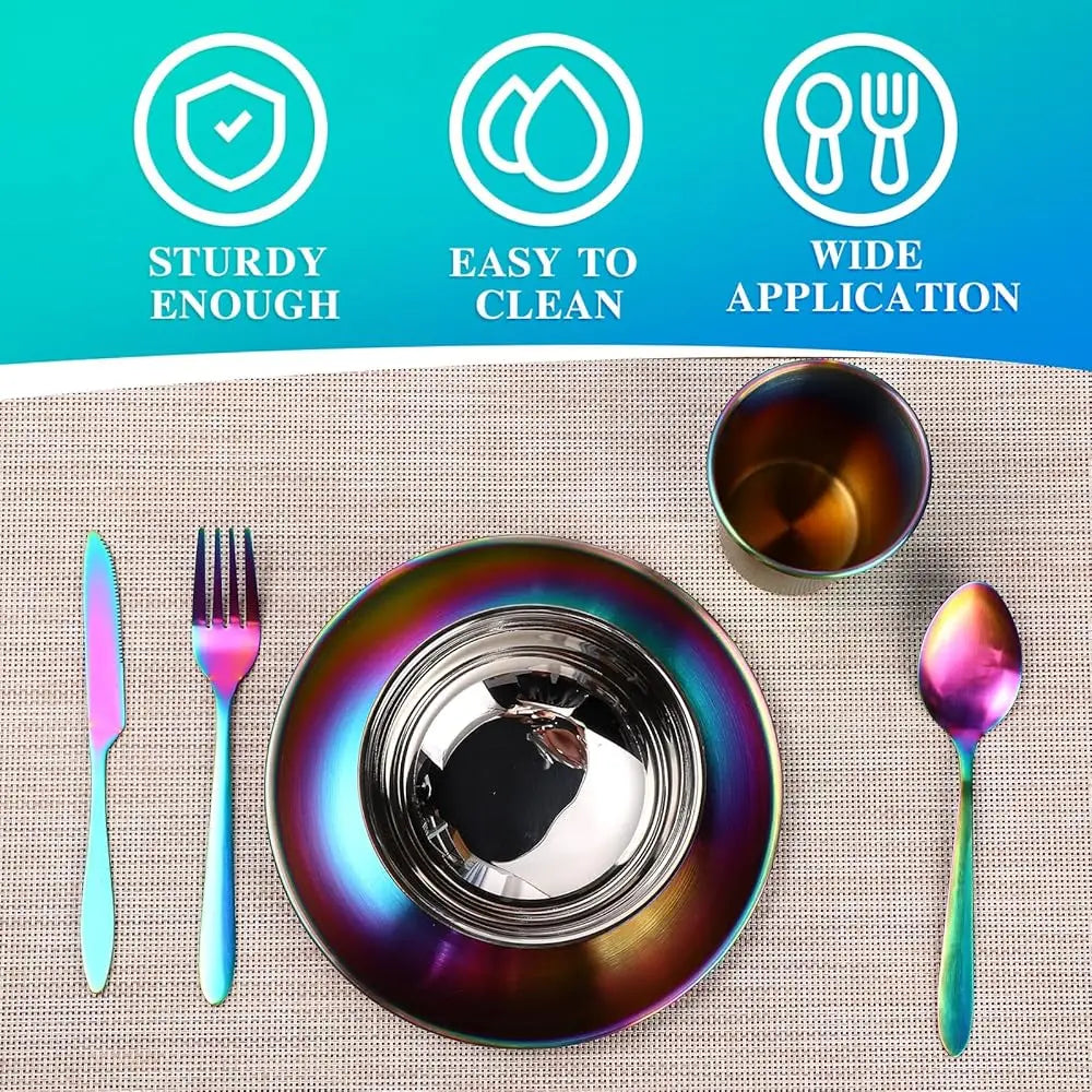 BONJEAN 36 Piece Stainless Steel Camping Tableware Set