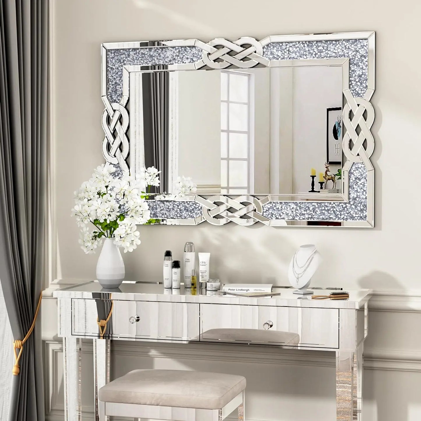 Crystal Crush Diamond Mirror Wall Decor For Bedroom Hallway Living Room